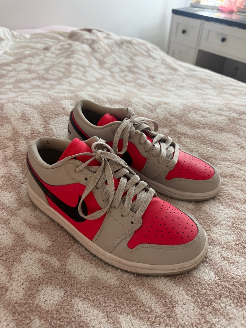 Jordan Low-Top Sneakers in Red, Grey, and Black